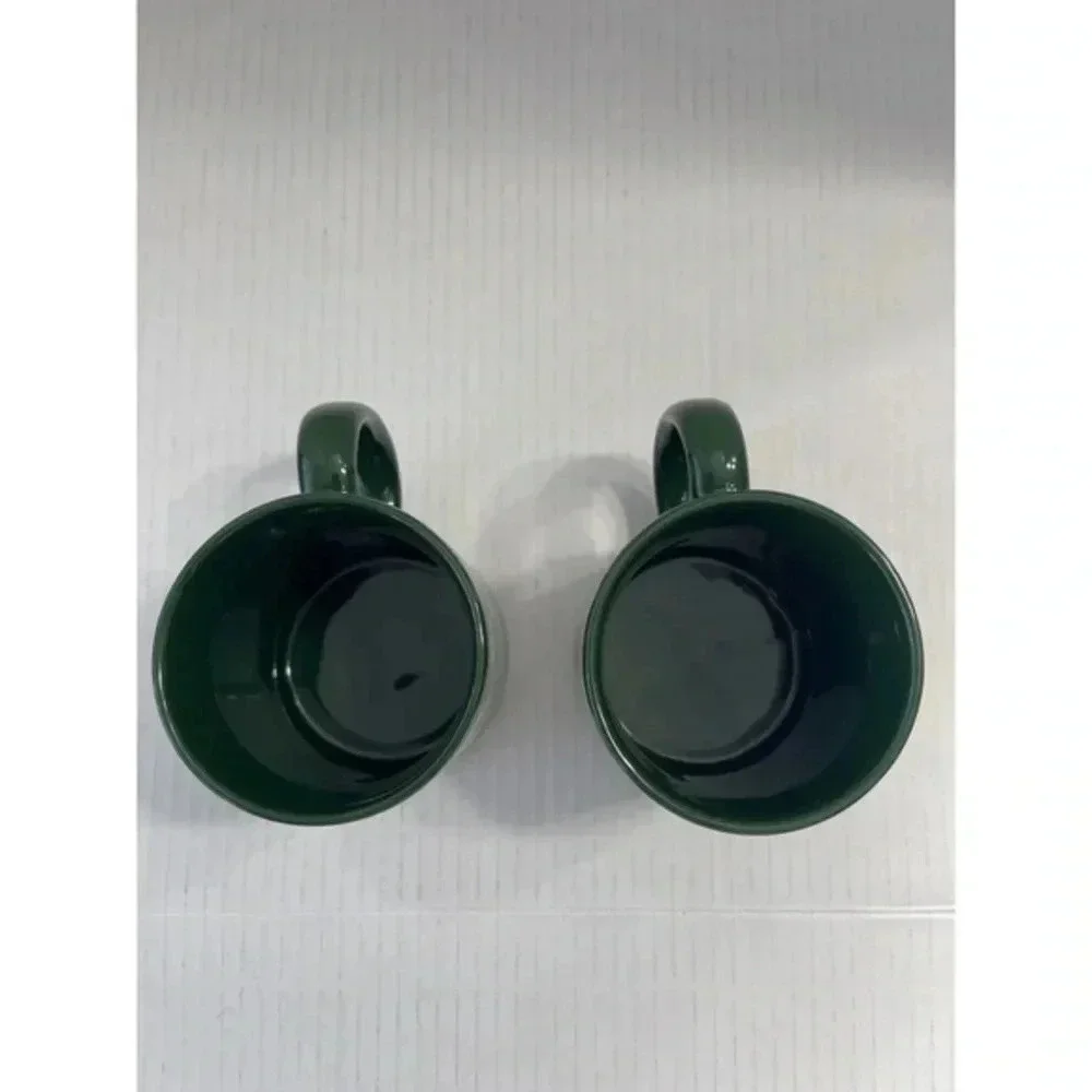 Set of 2 Jaguar Automotive Logo Coffee‎ Mugs Green/Gold Made in the USA
